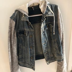 Free people knit hooded denim jacket